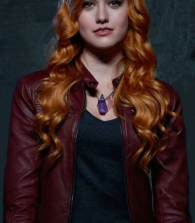 Clary Fray Shadowhunters Maroon Leather Jacket