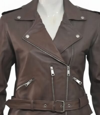 Classic Nancy Women Brown Leather Jacket