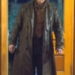 Cole Hauser Yellowstone Black Leather Trench Coat