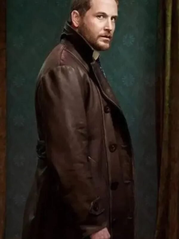 Cole Hauser Yellowstone Black Leather Trench Coat