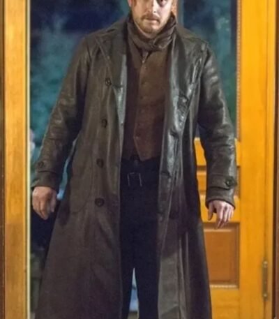 Cole Hauser Yellowstone Black Leather Trench Coat