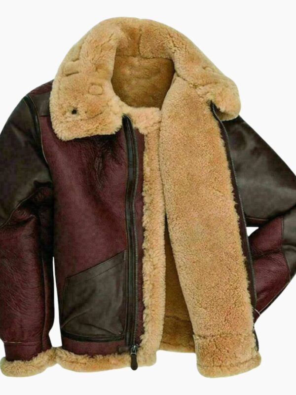 Collins Burgundy Black SF Bomber Real Leather Jacket