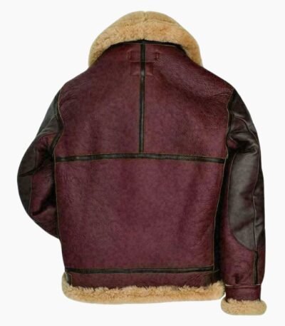 Collins Burgundy Black SF Bomber Real Leather Jacket