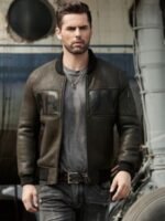 Cooper Army Olive Green Leather MA-1 Bomber Jacket