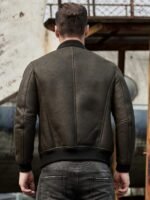 Cooper Army Olive Green Leather MA-1 Bomber Jacket