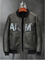 Cooper Army Olive Green Leather MA-1 Bomber Jacket