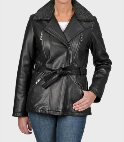 Corey Shearling Leather Black Jacket
