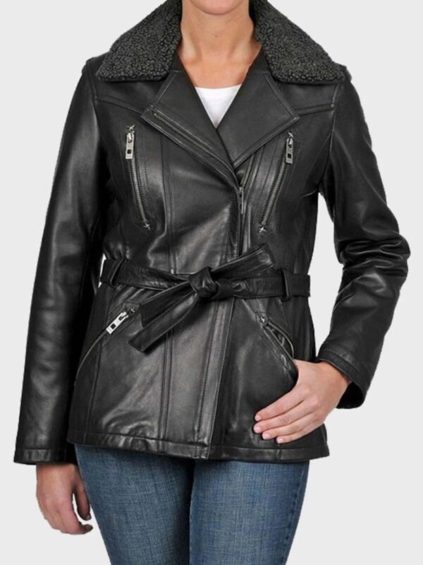 Corey Shearling Leather Black Jacket