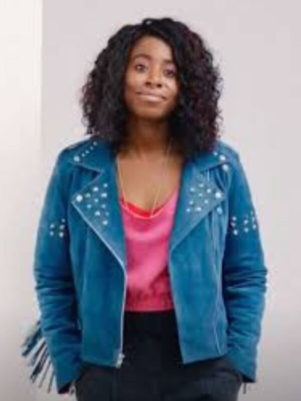 Culprits S01 Kirby Blue Studded Leather Jacket