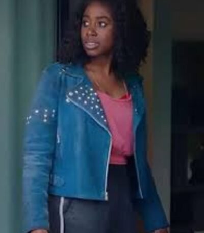 Culprits S01 Kirby Blue Studded Leather Jacket