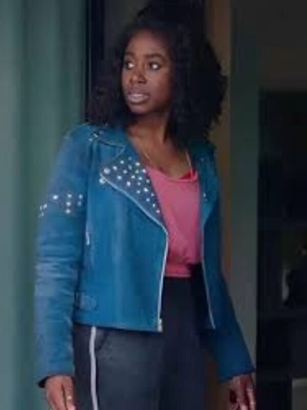 Culprits S01 Kirby Blue Studded Leather Jacket