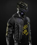 Cyberpunk 2077 Cyborg Black Bomber Leather Jacket