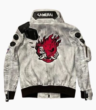 Cyberpunk 2077 Wax White Leather Jacket