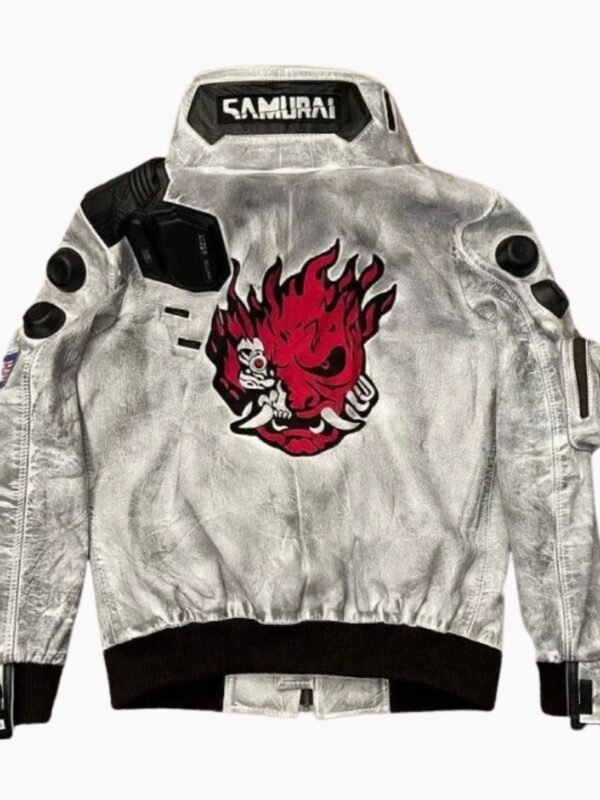 Cyberpunk 2077 Wax White Leather Jacket
