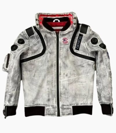 Cyberpunk 2077 Wax White Leather Jacket