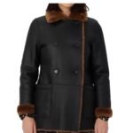 Cynthia Black Double Breasted Shearling Coat