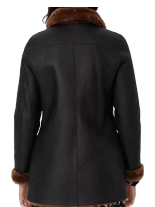 Cynthia Black Double Breasted Shearling Coat