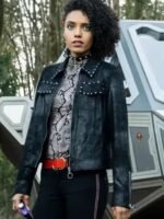 DCs Legends Of Tomorrow S05 Amaya Jiwe Black Leather Studded Jacket