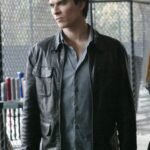 Damon Salvatore Vampire Diaries Cafe Racer Leather Jacket