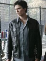 Damon Salvatore Vampire Diaries Cafe Racer Leather Jacket