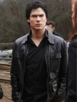 Damon Salvatore Vampire Diaries Cafe Racer Leather Jacket
