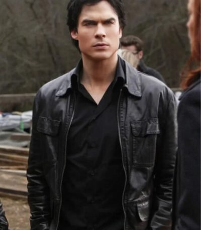 Damon Salvatore Vampire Diaries Cafe Racer Leather Jacket