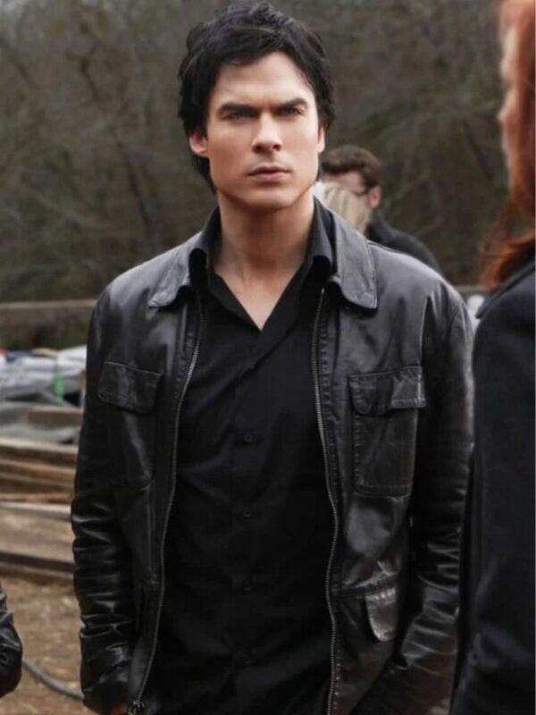 Damon Salvatore Vampire Diaries Cafe Racer Leather Jacket