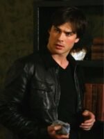 Damon Salvatore Vampire Diaries Cafe Racer Leather Jacket