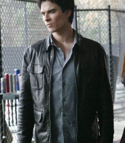 Damon Salvatore Vampire Diaries Cafe Racer Leather Jacket