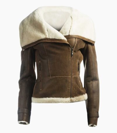 Dana Soft Shearling Sheepskin Leather Brown Jacket