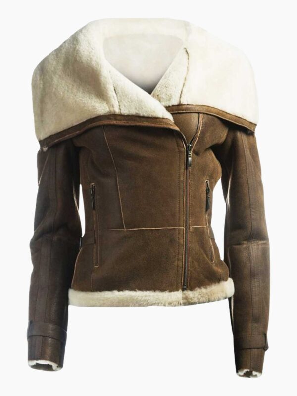 Dana Soft Shearling Sheepskin Leather Brown Jacket