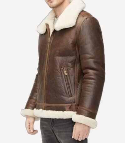 Danielle Aviator Brown Sheepskin Shearling Jacket