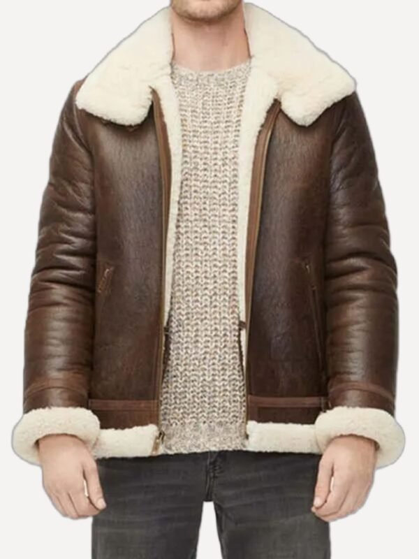 Danielle Aviator Brown Sheepskin Shearling Jacket