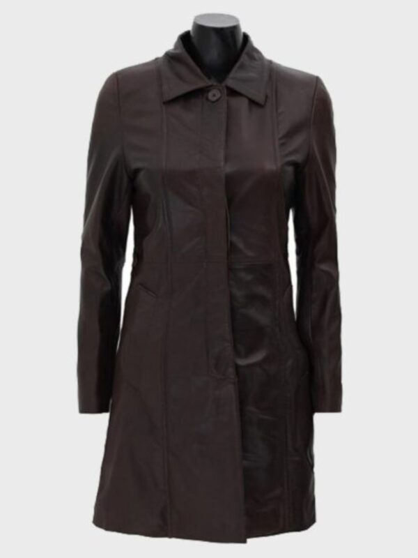 Dark Brown Women’s Fur Hooded Leather Coat