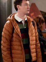 David Crane Frasier Orange Hooded Puffer Jacket