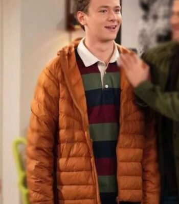 David Crane Frasier Orange Hooded Puffer Jacket