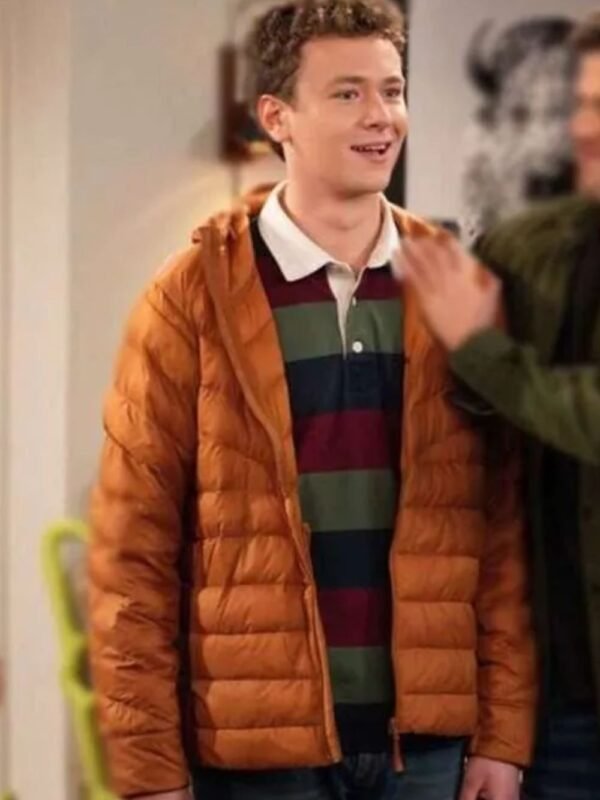 David Crane Frasier Orange Hooded Puffer Jacket