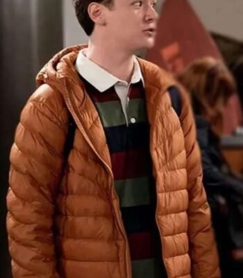 David Crane Frasier Orange Hooded Puffer Jacket