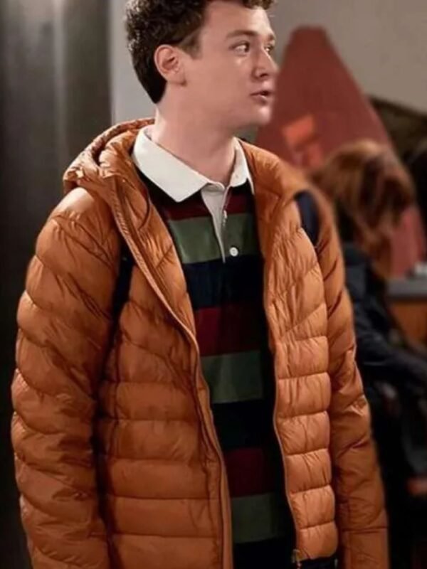 David Crane Frasier Orange Hooded Puffer Jacket