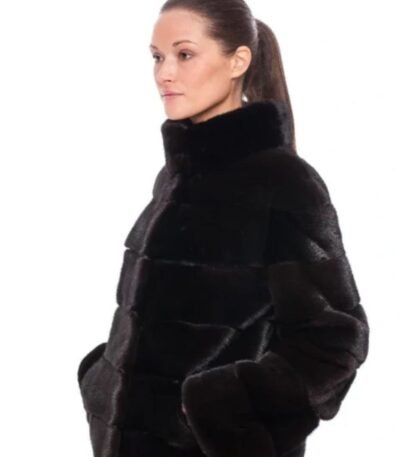 Deanna Mink Fur Stylish Black Coat