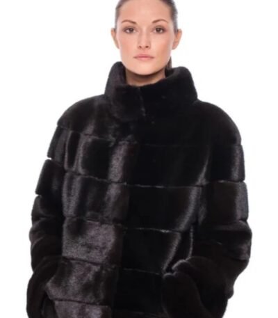 Deanna Mink Fur Stylish Black Coat