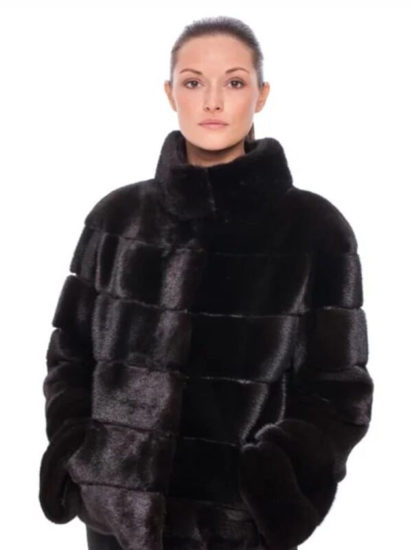 Deanna Mink Fur Stylish Black Coat