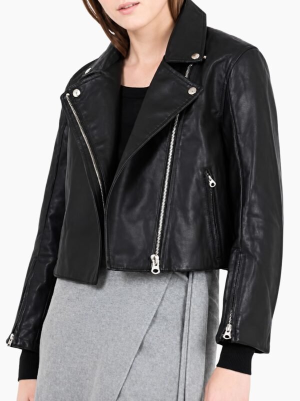 Dear White People Logan Browning Black Leather Cropped Jacket