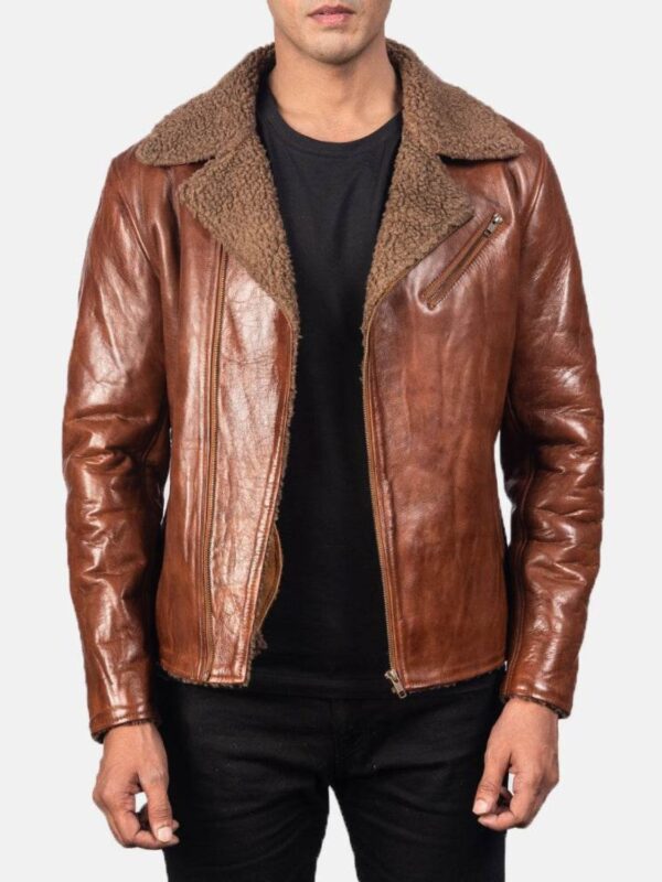 Derek Shearling Asymmetrical Zipper Biker Jacket