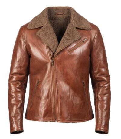 Derek Shearling Asymmetrical Zipper Biker Jacket