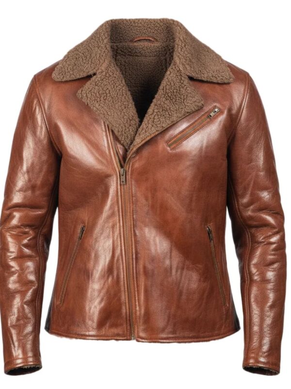 Derek Shearling Asymmetrical Zipper Biker Jacket
