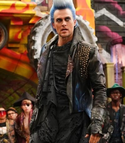Descendants 3 Hades Studded Long Leather Sleeveless Coat