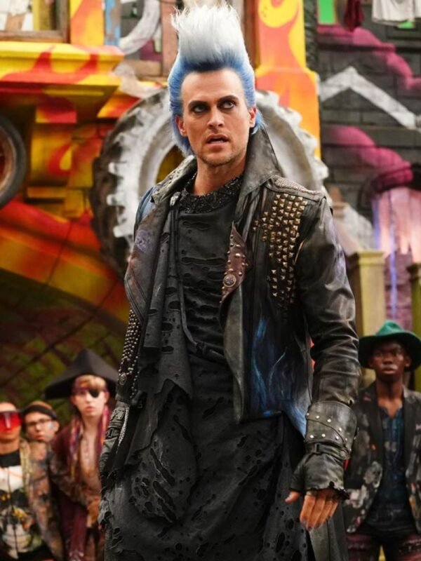 Descendants 3 Hades Studded Long Leather Sleeveless Coat