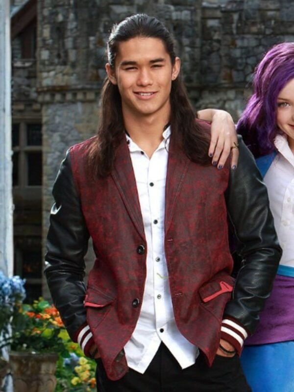 Descendants Jay Burgundy Black Leather Jacket