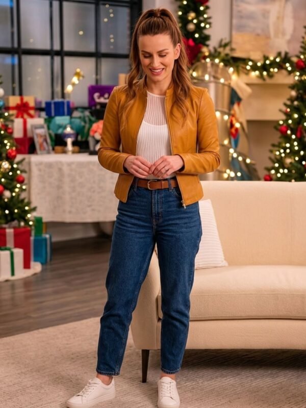 Destination Christmas 2022 Eva Tavares Leather Jacket